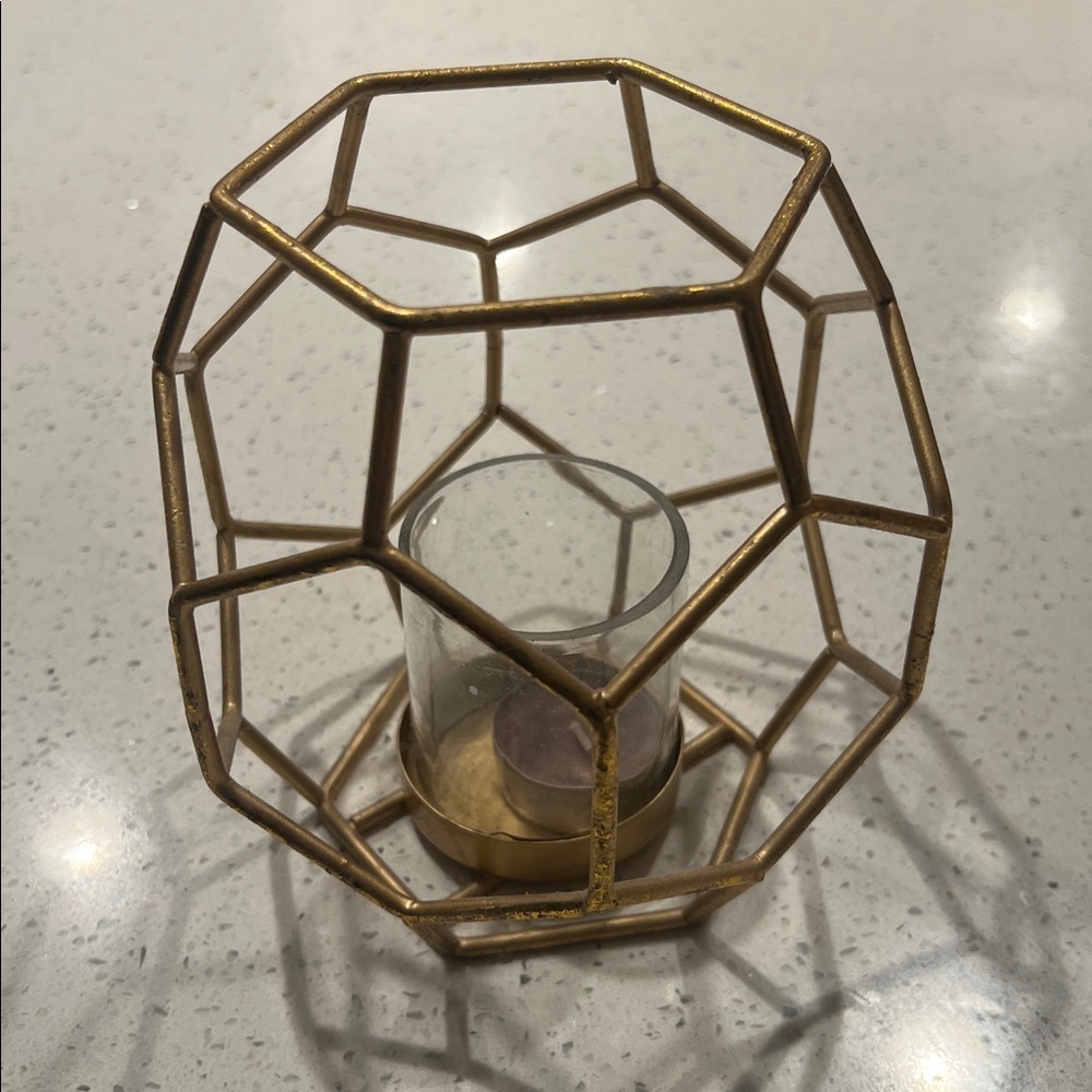 Vintage inspired candle holder gold 6.25 inches tall decorative metal